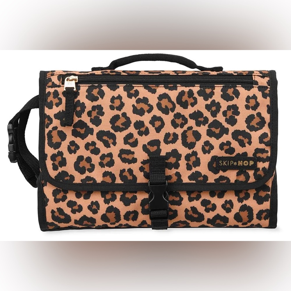 Skip Hop Tan and Black Leopard Print Bag